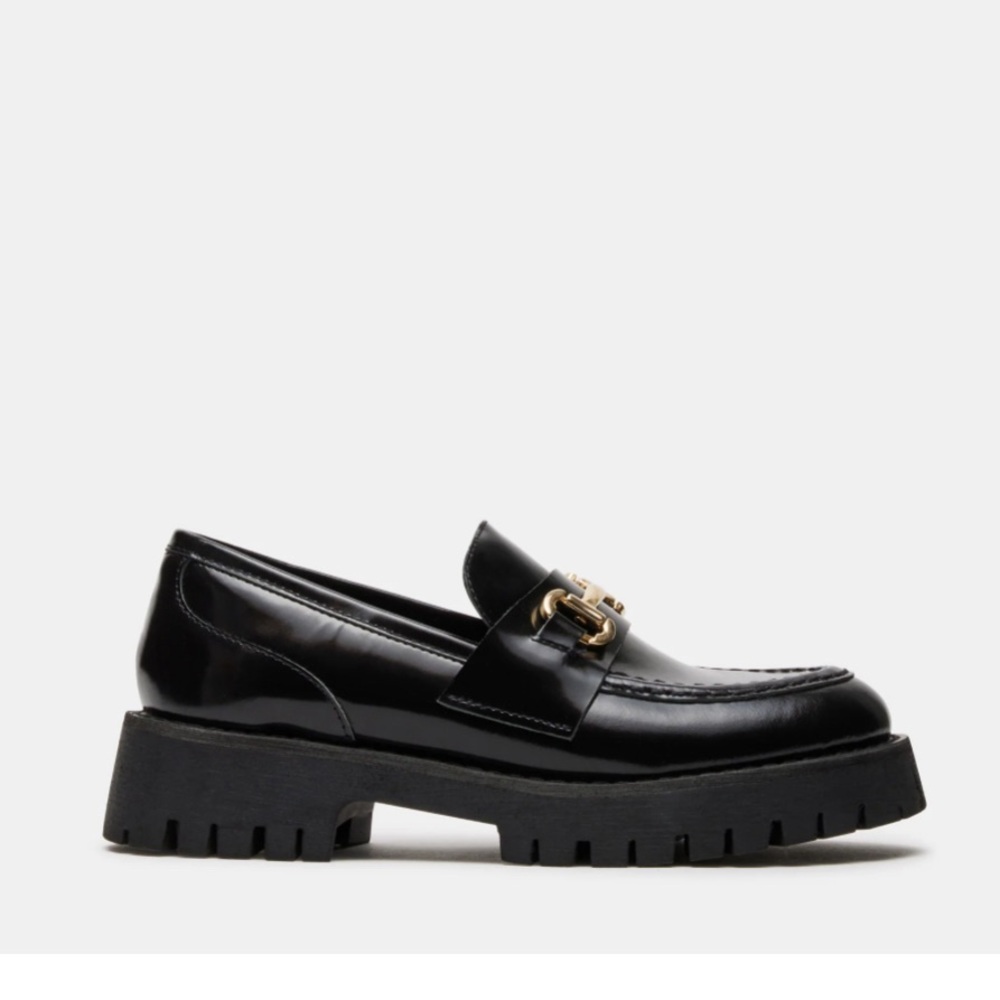 Steve Madden Lando Black Leather Loafers New in box